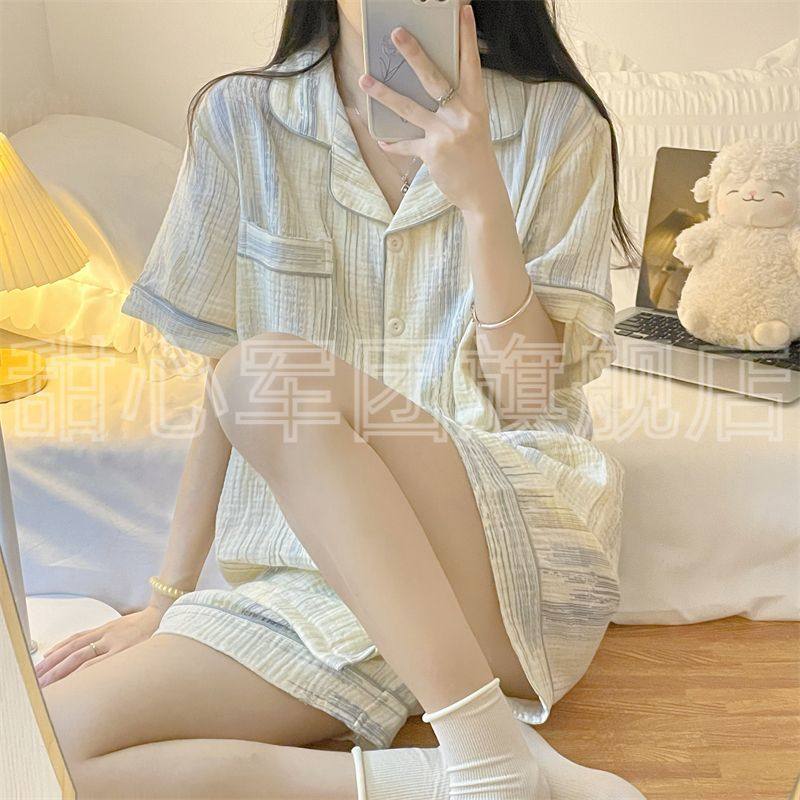 纱布ins睡衣女夏季短袖短裤新款日系甜美夏天简约少女家居服套装,运动/瑜伽/健身/球迷用品,情侣装泳衣,淘宝优惠券,粉丝福利购,淘宝优惠卷
