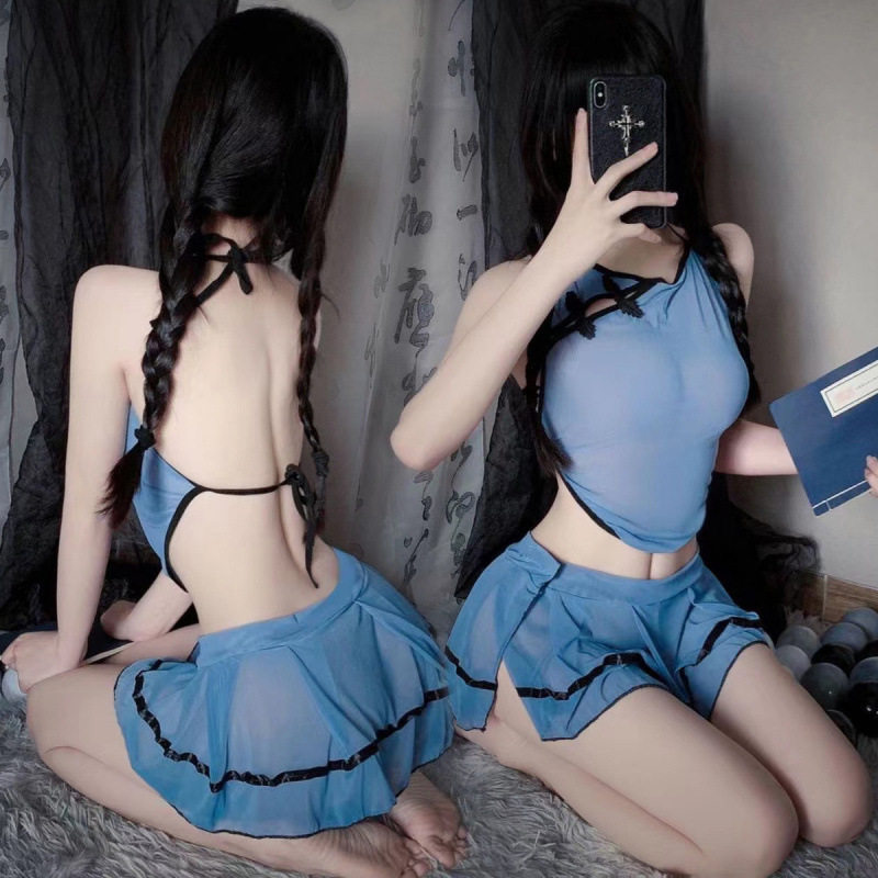 性感睡衣女新款显瘦吊带肚兜式复古汉服简约镂空薄款制服套装夏季