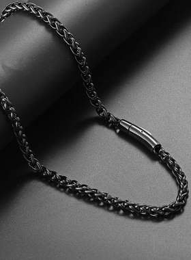 弹簧扣复古龙骨项链男潮人嘻哈冷淡风粗长款单链条钛钢不掉色配饰