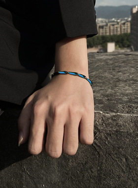 炫彩淬火手链男女简约嘻哈高级感手链ins小众设计钛钢手链男款