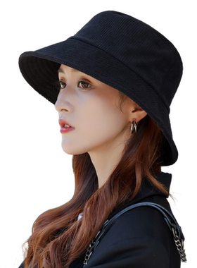 休闲条绒潮牌女士显脸帽子