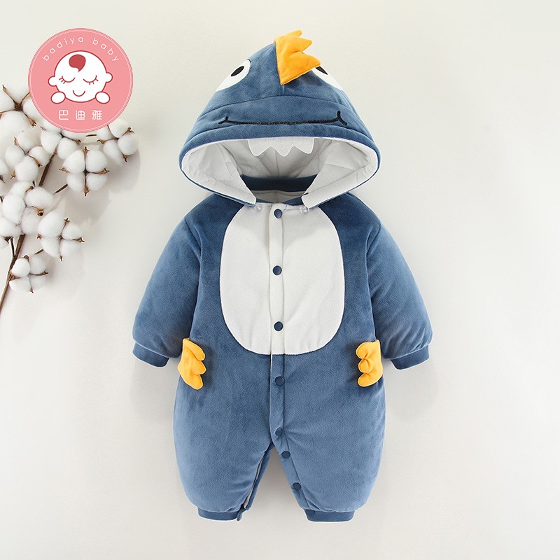 新生儿冬装夹棉加厚保暖连体衣男女宝宝哈衣秋冬季婴儿外出棉衣服