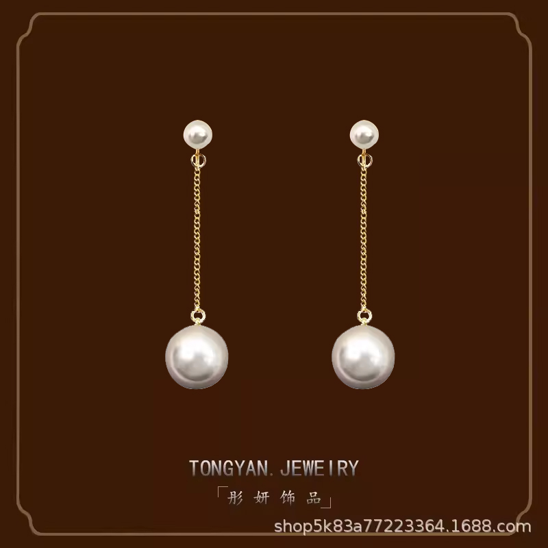 无耳洞网红同款蚊香盘耳夹长款珍珠耳环女2024年新款潮无痛耳饰品