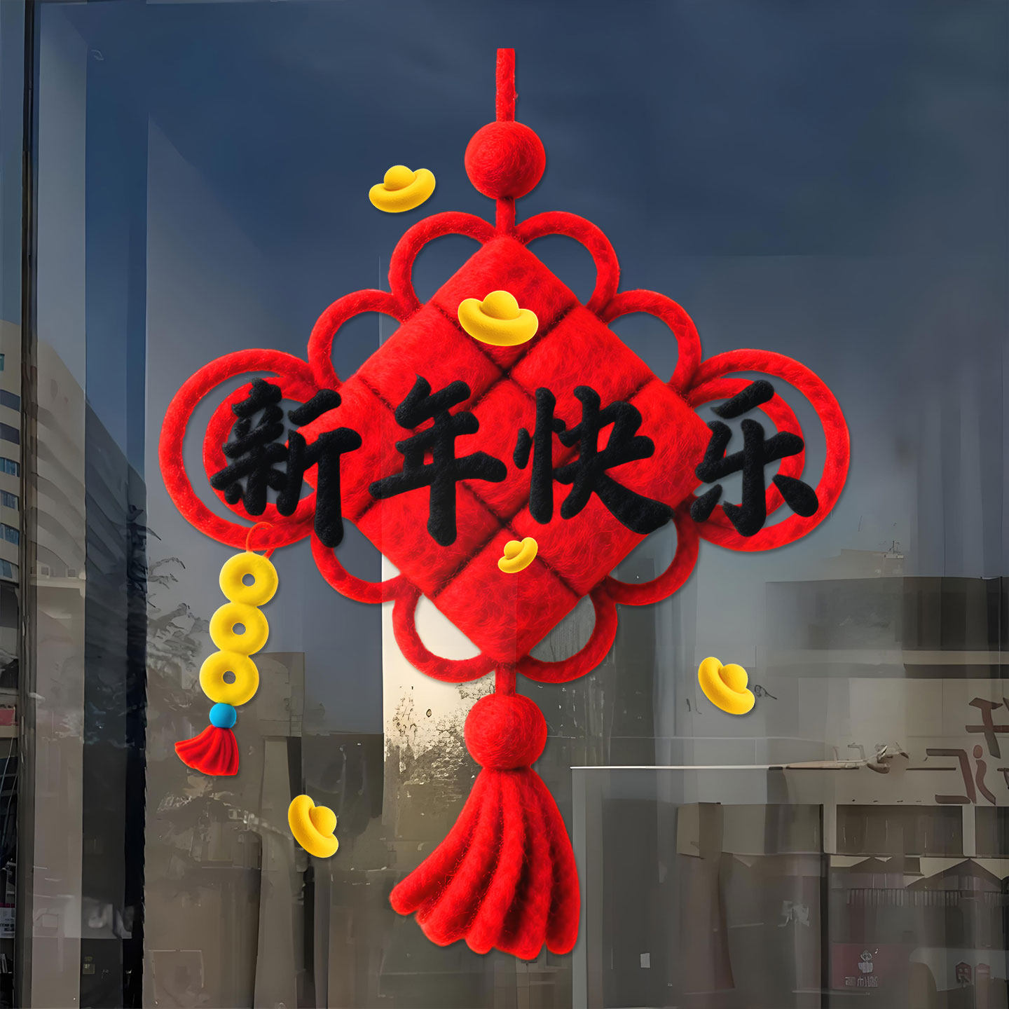 2026过年节日贴画客厅厨房玄关马年春节新年装饰中国结玻璃门贴纸,家居饰品,门贴,淘宝优惠券,粉丝福利购,淘宝优惠卷