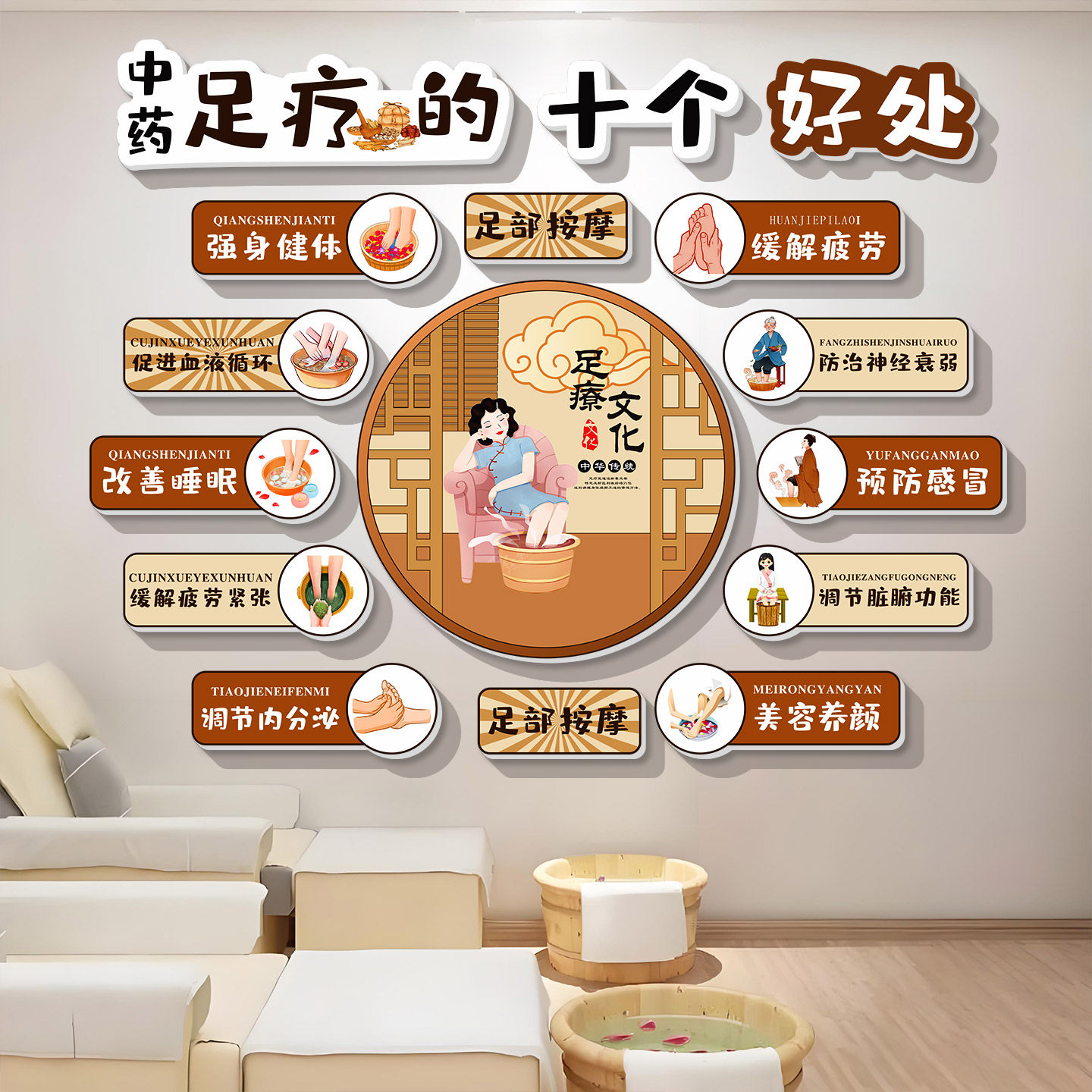 小红书推荐足疗养生店墙贴