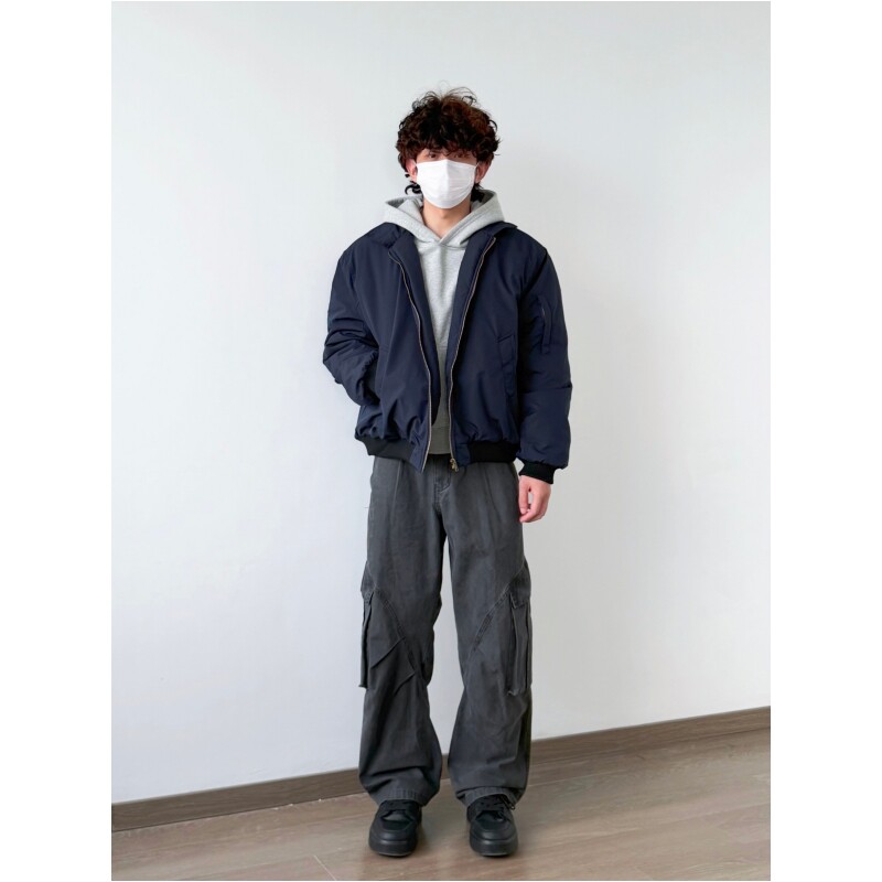 X1617冬季短宽翻领加厚棉服夹克