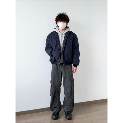 X1617冬季短宽翻领加厚棉服夹克