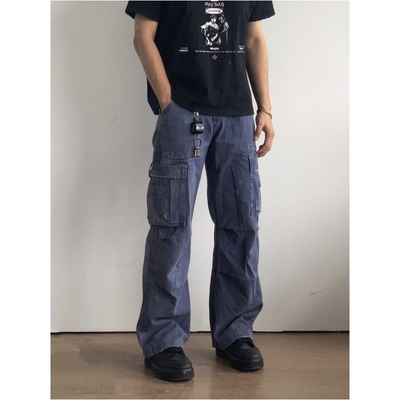 X1617水洗工装直筒裤牛仔裤