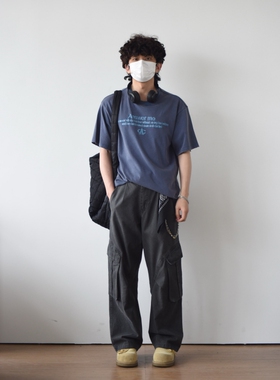 X1617夏季美式新款复古百搭休闲字母印花重磅纯棉圆领半袖T恤T240