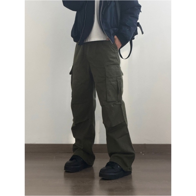 X1617日系简约纯色口袋工装裤