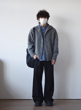 X1617美式复古cleanfit连帽开衫重磅毛衣男秋冬通勤外套上衣男013