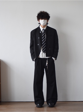 X1617 春秋国风不规则纽扣短款宽松中山装夹克西装西服外套男Y574