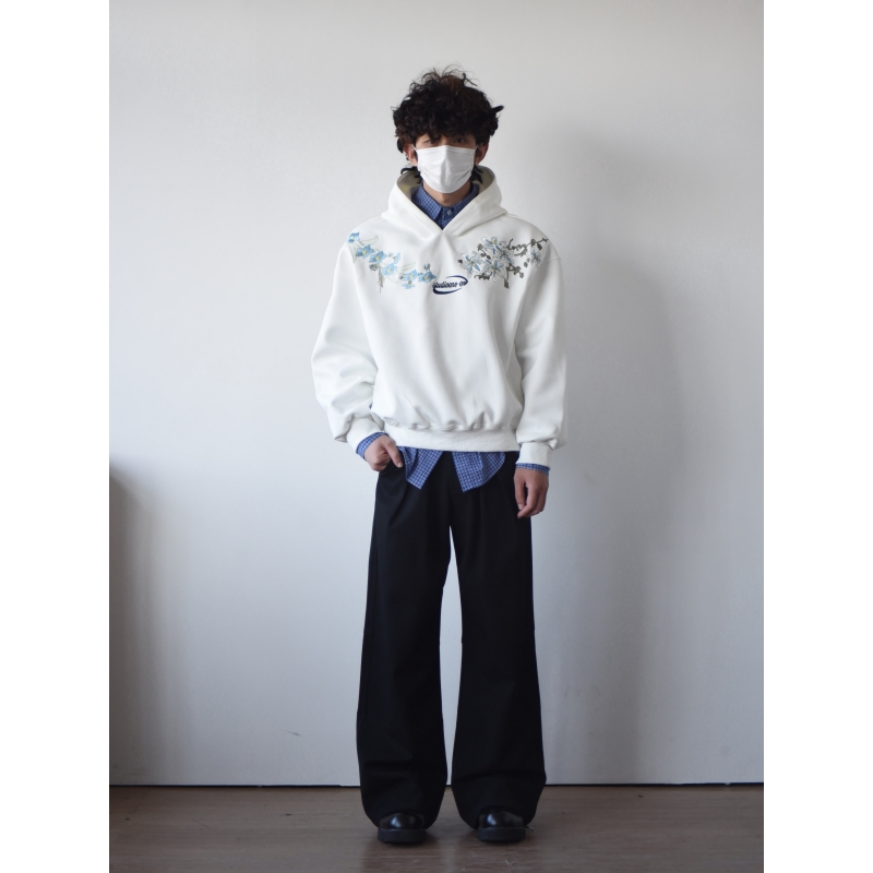 X1617短宽重磅刺绣硬挺连帽卫衣