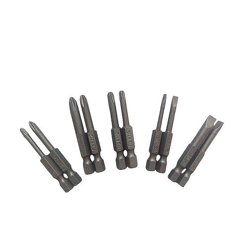 50mm批头套装一字批十字批10pcs S2材质PH1PH2SL3/4/5/6