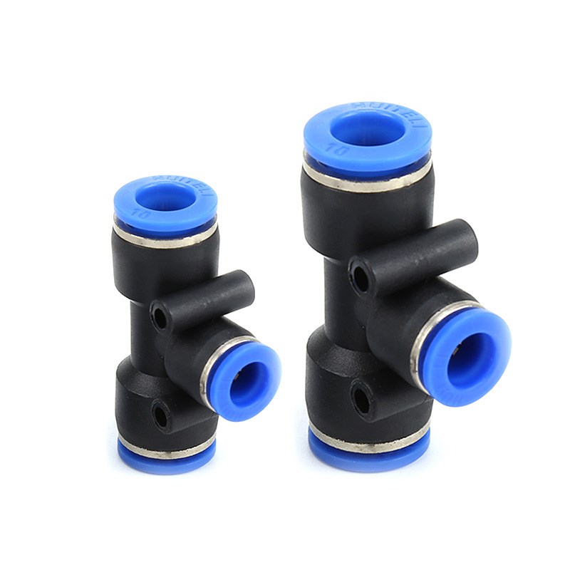 蓝色T字三e通变径快插接头变径接头PEG-T大量气动快速接头