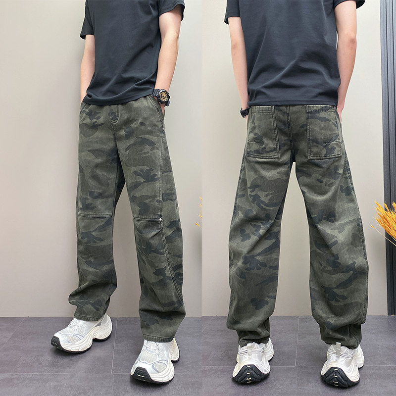 2026秋冬宽松休闲弯刀裤潮流高级感设计迷彩加绒加厚直筒工装裤男,男装,休闲裤,淘宝优惠券,粉丝福利购,淘宝优惠卷