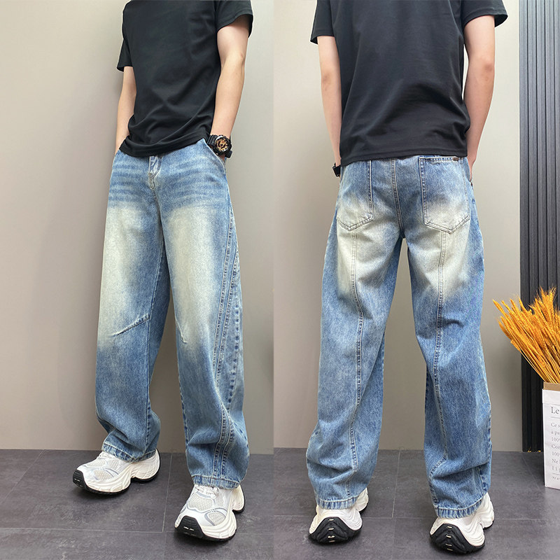 2026年春季新款美式复古做旧水洗双面色弯刀裤宽松高级感男士潮流,男装,牛仔裤,淘宝优惠券,粉丝福利购,淘宝优惠卷