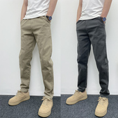 潮流韩版 小脚直筒休闲裤 痞帅新款 修身 子 卡其色纯色男士 2026年春季