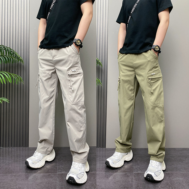 2026年夏季薄款潮流韩版痞帅纯色个性设计感工装裤青年男士休闲裤