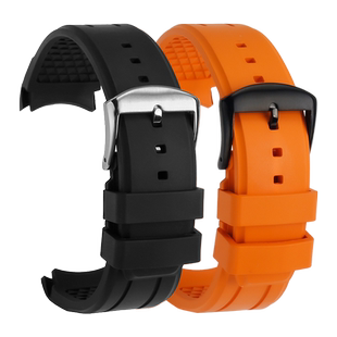 适配浪琴先行者祖鲁时间L3.812.4男手表带优质氟橡胶腕带22mm弧口