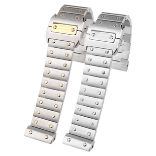 适配卡地亚山度士WSSA0009 Santos100专用精钢表带23mm男款手表链