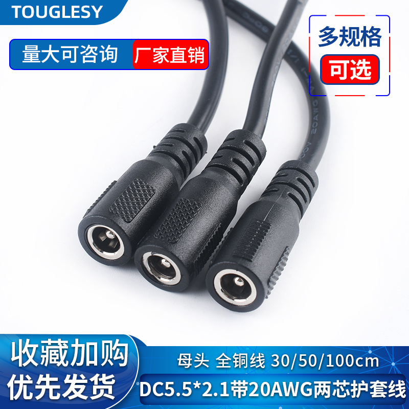 带20AWG两芯护套线母头