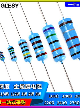 160R180R200R220R240R270R300R欧姆1%金属膜电阻1/6W1/4W1/2W1W3W