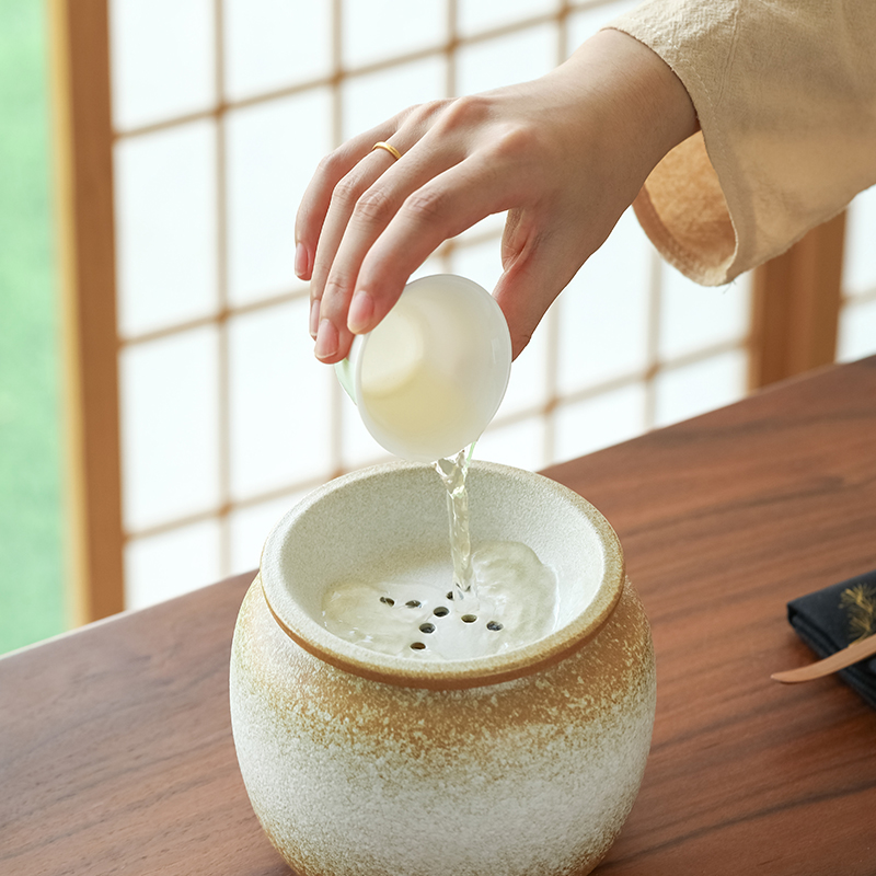 粗陶茶渣缸素造慢生活复古禅意