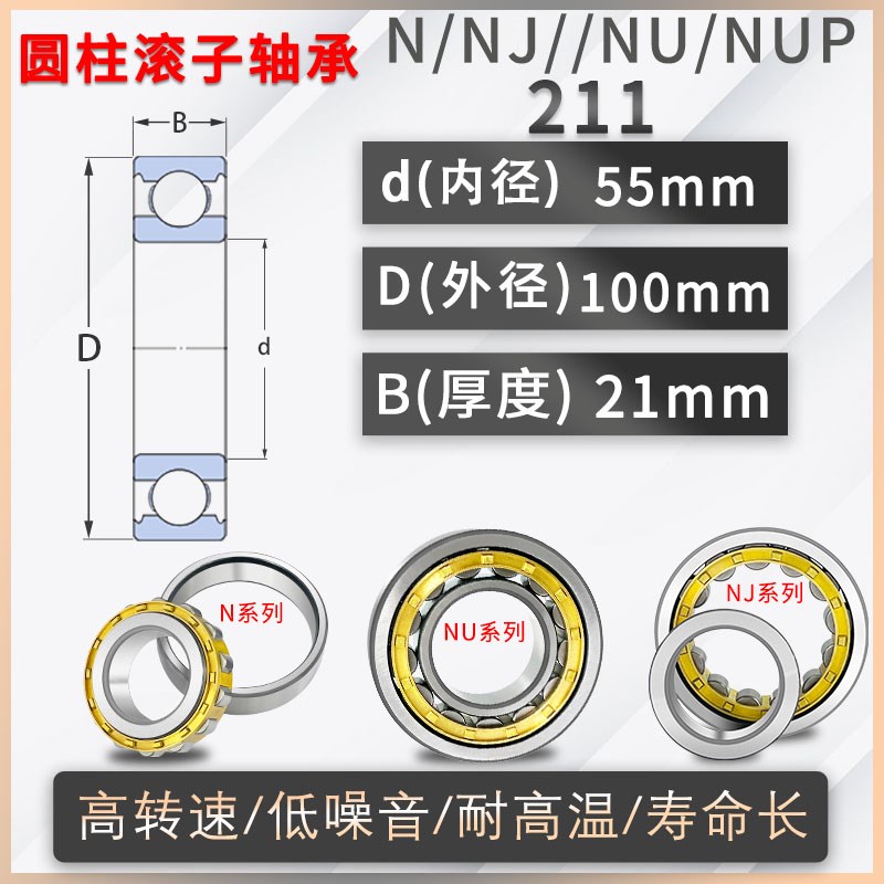 日本进口圆柱滚子轴承NU/NJ/N/NUP210 211 212 213 214 215-ECM