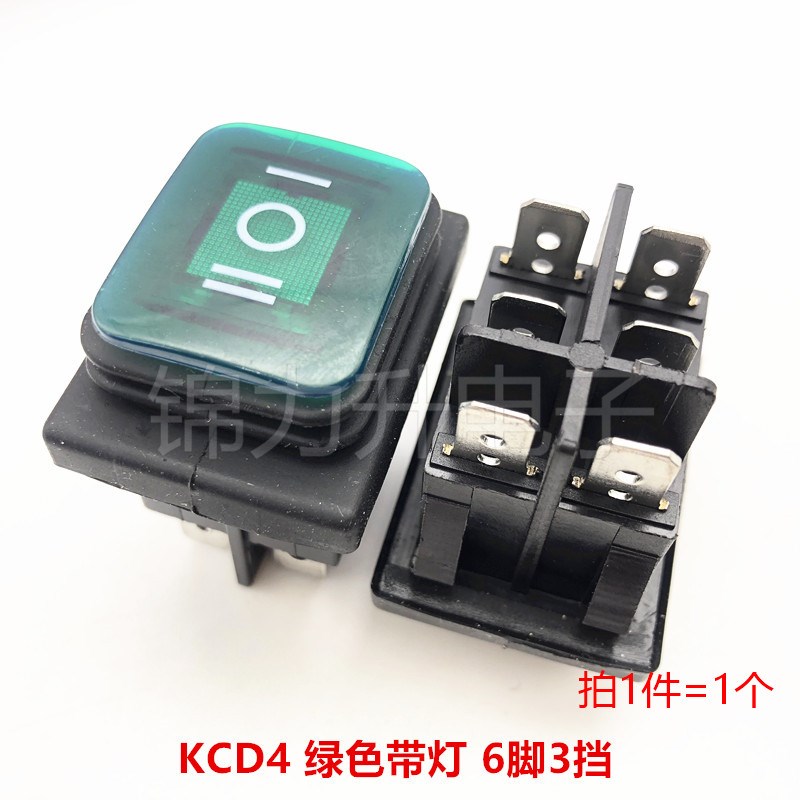 防水船形船型开关KCD1/3/4/6脚2档3挡四脚带灯银点大电流翘板电源