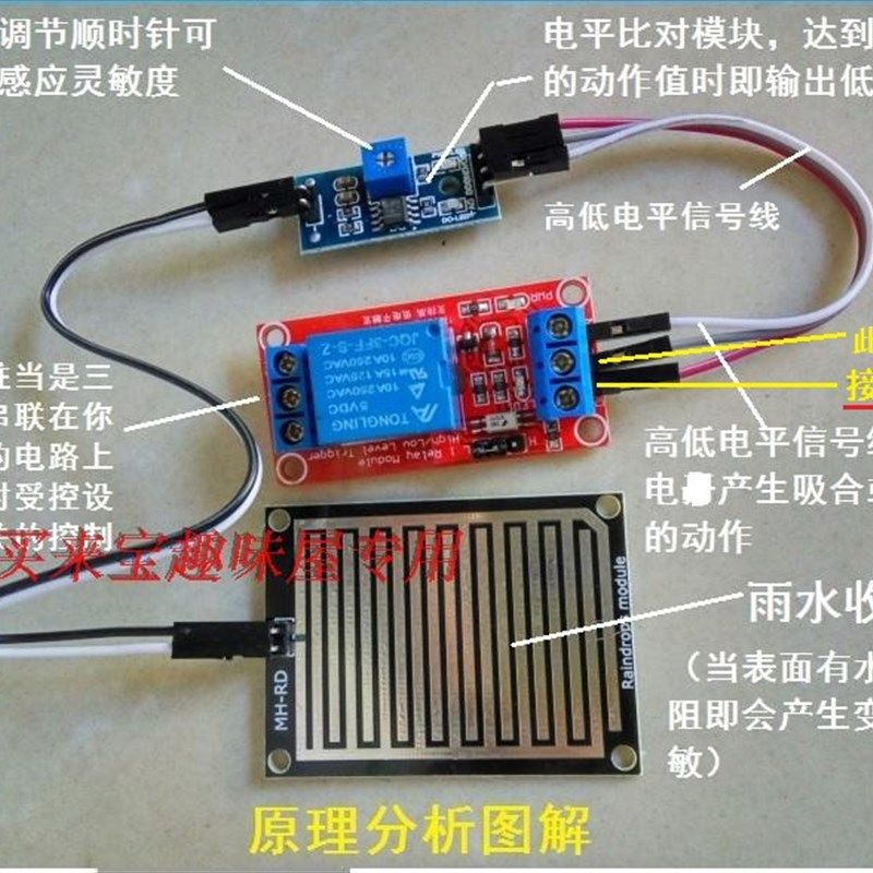 下雨雨水雨滴传感器继电器开关水位控制浇花灌溉水湿手湿感应5-6V,搬运/仓储/物流设备,机械式停车设备（立体停车库）,淘宝优惠券,粉丝福利购,淘宝优惠卷