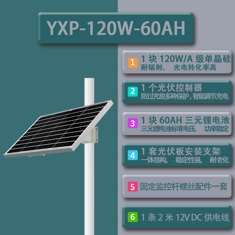 太阳能监控供电系统12v24V户外球枪机专用锂电池板充电光伏发电板