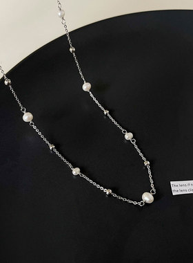 丽沁S925纯银复古小圆珠珠锁骨链项链气质小众高级感颈链