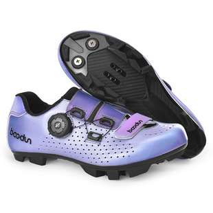 跨境博顿女款骑行鞋 炫彩鞋面旋转纽扣尼龙大底自行车山地锁鞋