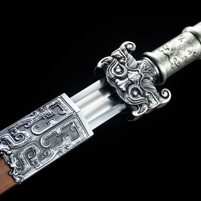 龙泉市刀剑高锰钢双槽春秋汉剑双手秦王宝剑手工锻打冷兵器未开刃