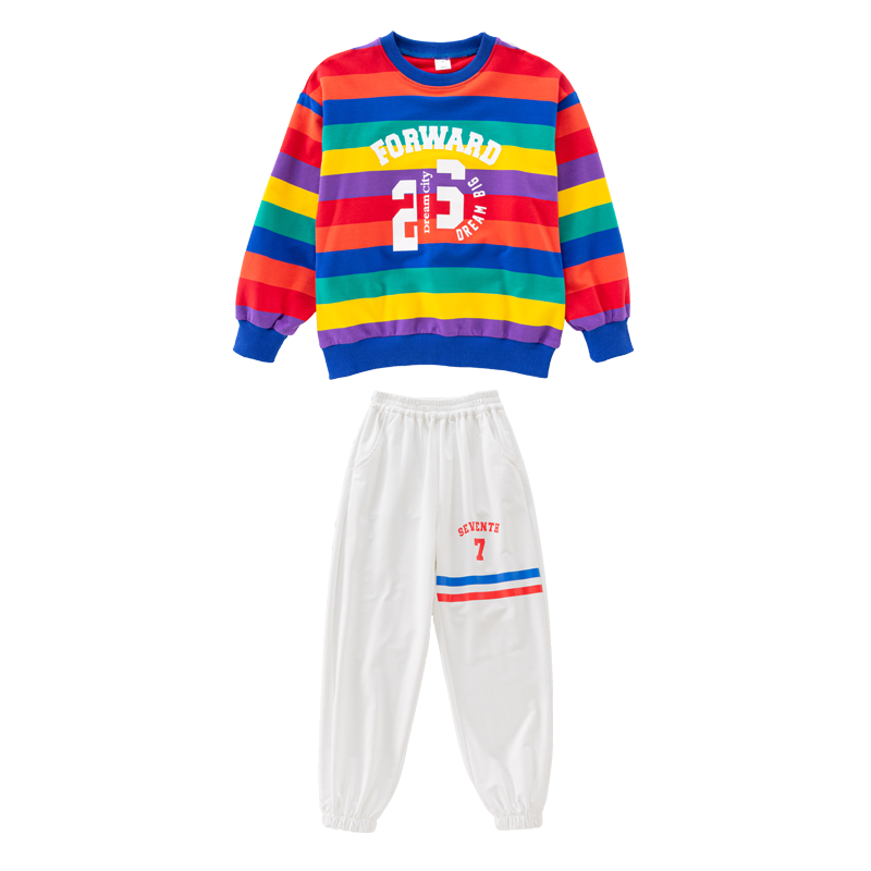 儿童啦啦队演出服小学生运动会服装班服幼儿园七彩啦啦操表演服新