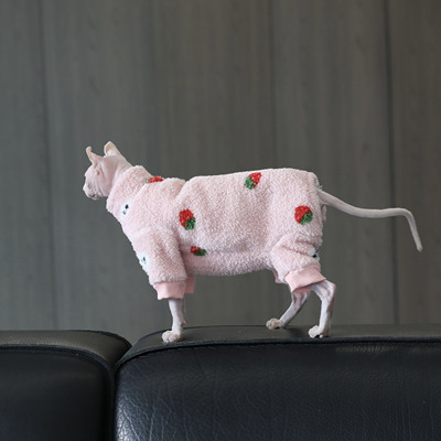 无毛猫护肚加厚卫衣 大弹力 秋冬防寒保暖柔软米粒绒德文四脚衣