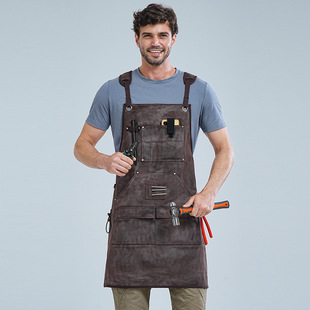 新品新品加厚帆布工具围裙皮匠多口袋电工木工工作服打蜡帆布围裙
