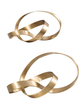 现代轻奢几何异形不规则金丝带摆件软装样板间售楼部茶几扭曲饰品