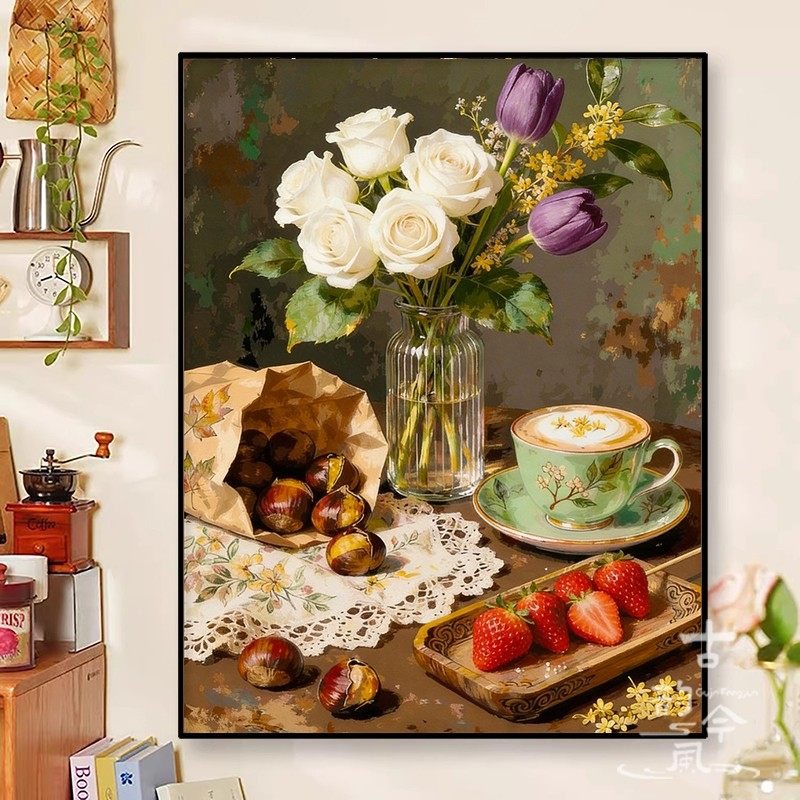 【午后花束与甜栗】十字绣2026新款满绣高颜值diy手工钻石画,居家布艺,十字绣套件,淘宝优惠券,粉丝福利购,淘宝优惠卷