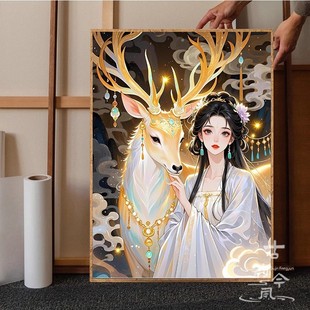 【神鹿少女】高级感十字绣2025新款满绣半成品自己绣刺绣钻石贴画