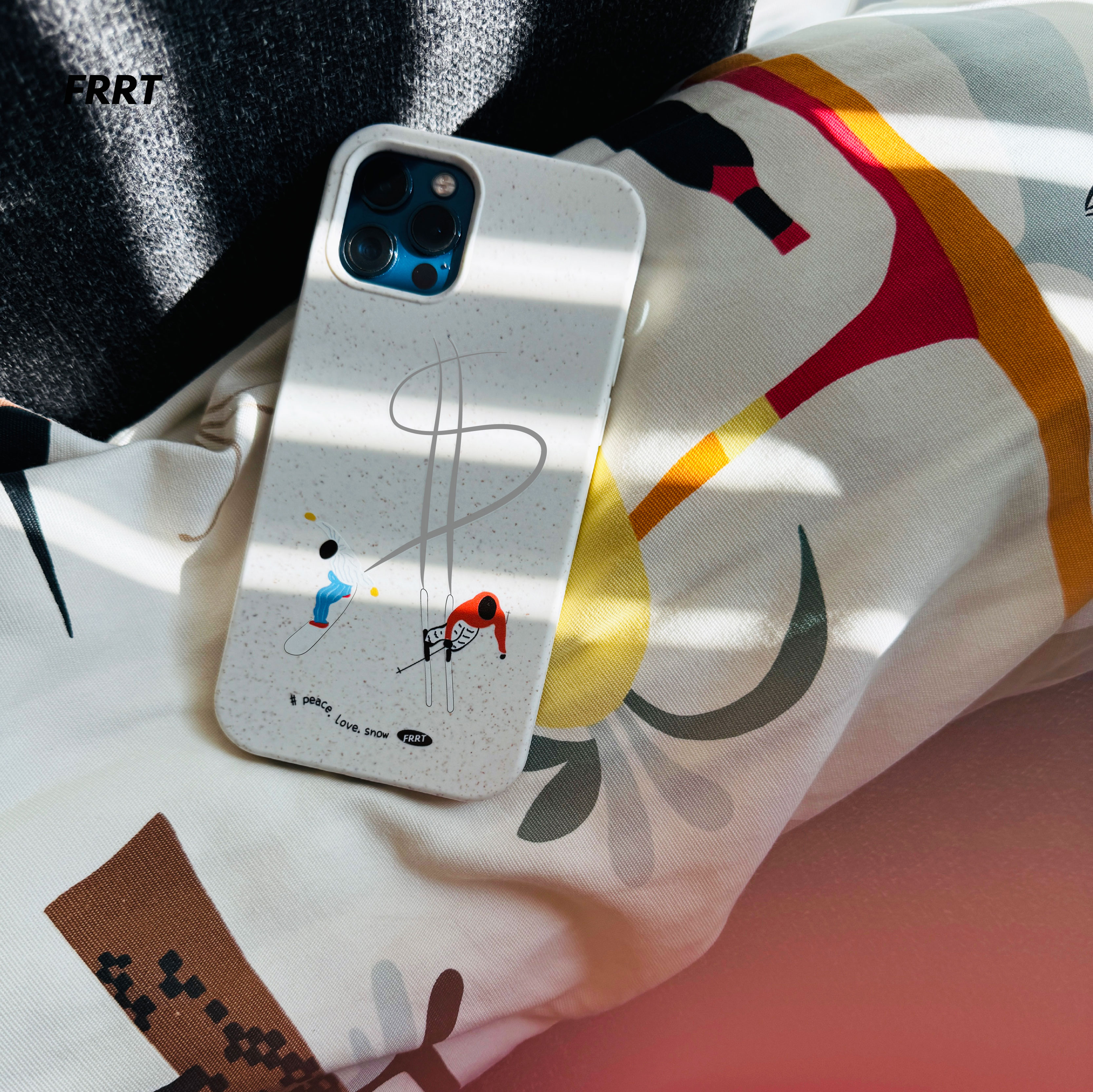 FRRT原创设计 不努力搬砖就没有钱滑雪 单双板生活方式适用于华为苹果iPhone1516promax菲林手机壳