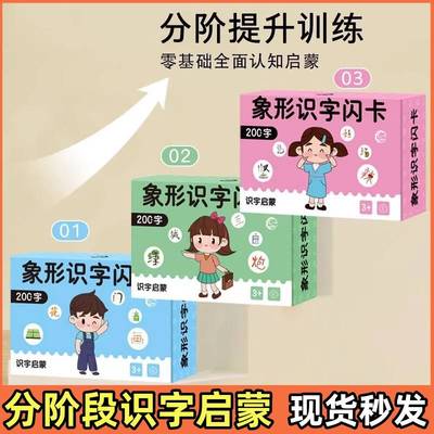 幼儿象形进阶识字卡片闪卡2-6岁宝宝早教启蒙训练趣味看图识字