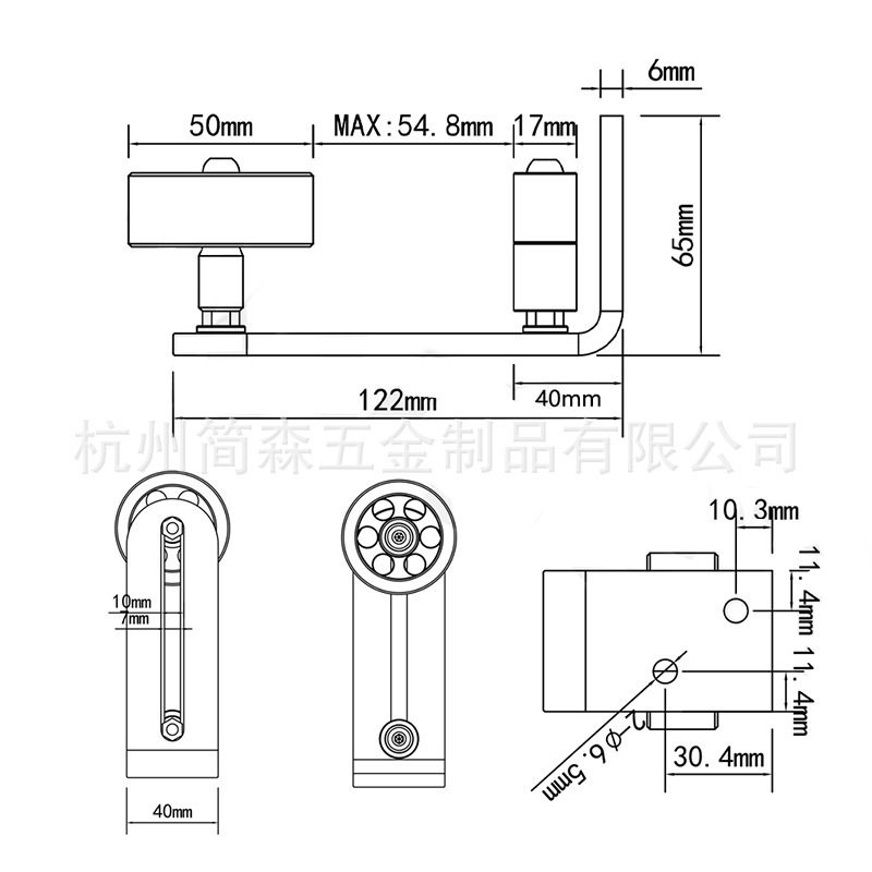 简森美式谷仓门新款止摆器地导 墙导银色8种组合带双轴承工厂
