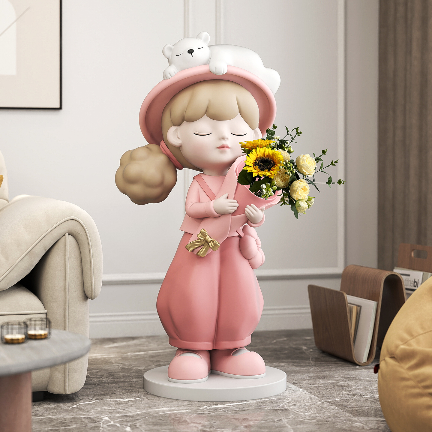 韵灿奶油风女孩客厅落地摆件音响