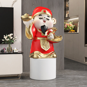 大型落地财神爷摆件家用客厅家居饰品电视柜沙发旁高级感开 业礼