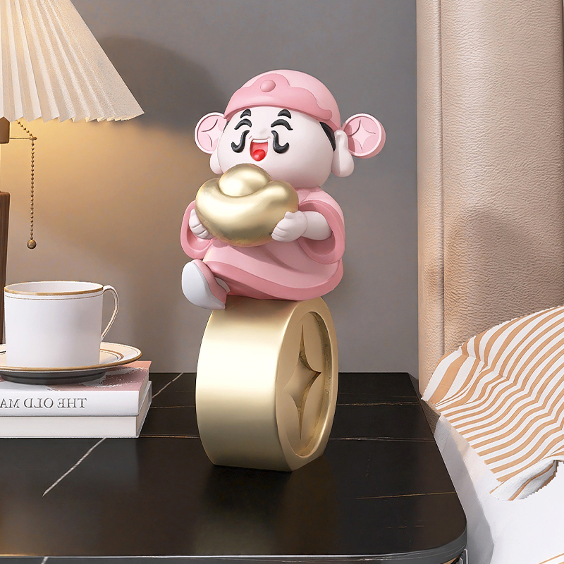 财神爷摆件家用客厅元宝装饰品酒柜办公室工位玄关乔迁开业礼物