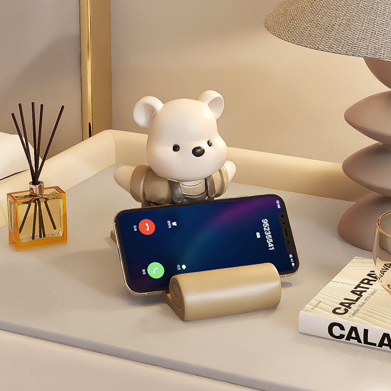 治愈系熊手机支架桌面工位摆件