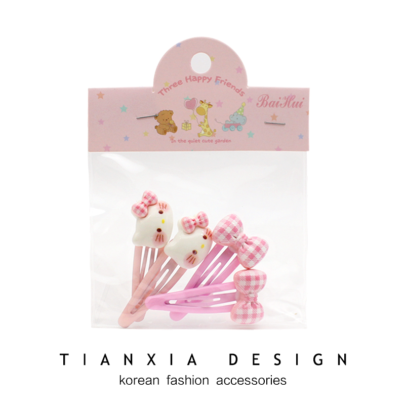 韩国儿童KT蝴蝶结掰掰夹女童侧边刘海碎发夹子对夹宝宝不伤发头饰
