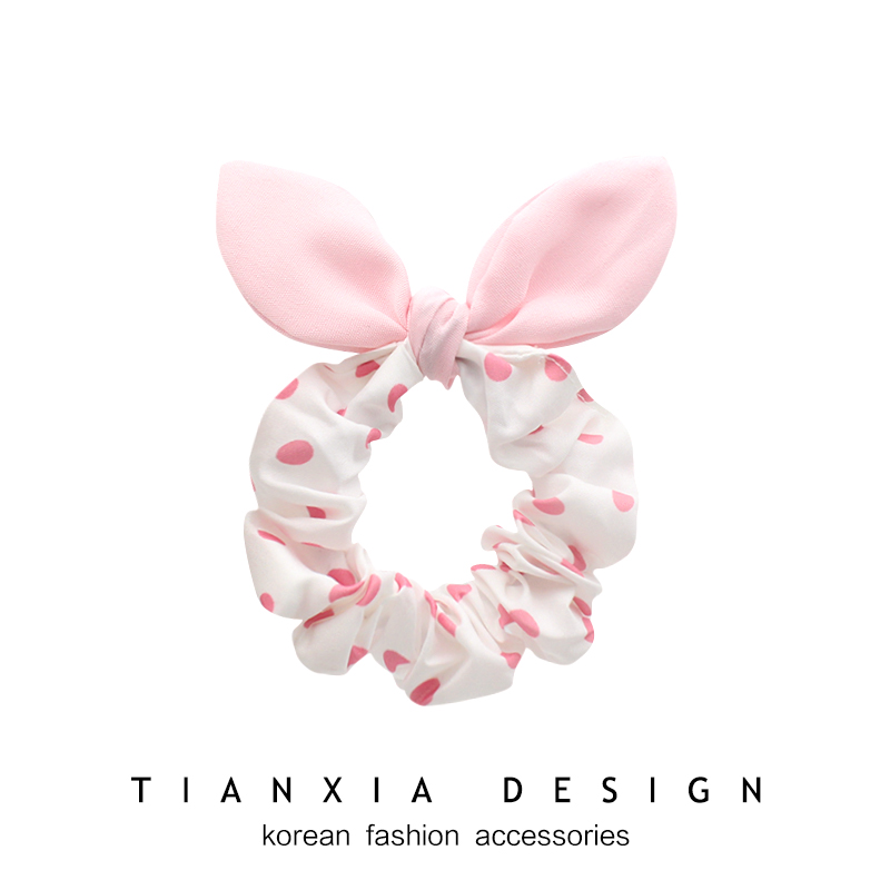 其他韩版兔耳朵立体波点发圈